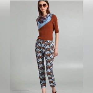 Weekend Max Mara PAPY Trousers, Size 6, Color Blue/Brown, White